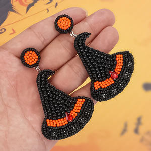 Personalizable Halloween Miyuki semilla cuentas colgantes Punk pendientes hechos a mano con cuentas calabaza colgante pendientes fiesta regalos para mujeres - Product Image 3