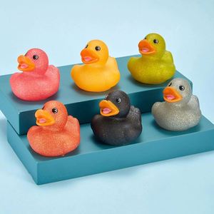 5.5cm 2 Inch Customized Batch Print Logo PVC Glitter Rubber Duck Form Bathtub <b>Bath</b> Toys with Pattern Designs Applied - Product Image 2