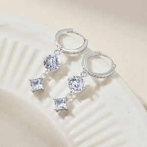 Dylam Elegance Fine Fashion Jewelry Hypoallergenic S925 <b>Silver</b> Rhodium Plated 5A Diamond Cubic Zirconia Dangle <b>Hoop</b> <b>Earrings</b> - Product Image 5