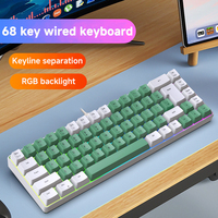 PCTENK K701 لوحة مفاتيح ألعاب سلكية 68 مفتاح غشائية RGB LED للكمبيوتر المحمول USB-C OEM مقاومة للظلال (Anti-Ghosting) توصيل وتشغيل (Plug&Play) مخصصة صغيرة