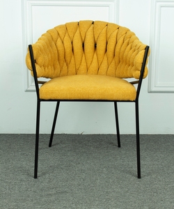 Lusso moderno nuovo velluto tessuto tessuto tessuto imbottito sedia da pranzo con gambe in metallo mobili per la casa - Product Image 2