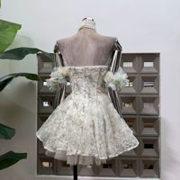 Robe de soirée sexy pour femme, nouvelle collection été, brodée, col bateau, avec décoration florale