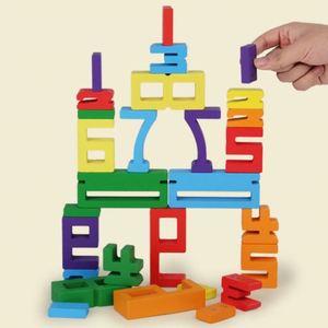 Blocs en bois numérotés colorés 1-10, jeu numérique, compétition d'équilibre, blocs de construction à empiler - Product Image 3