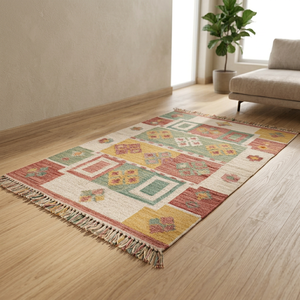 Handmade Modern Abstract Afghan Kilim Wool Flat Pile <b>Non</b> <b>Slip</b> Reversible Fringe Medium Thickness Cotton Backing Carpet Living - Product Image 4