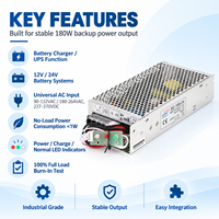 Alimentation électrique à mode commuté DC SC-180 avec fonction UPS, 12V 24V 180W, sortie unique 5A, fonction de charge de batterie
