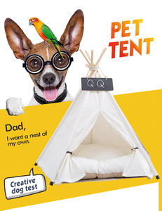 Personnalisation d'usine <span class=keywords><strong>tipi</strong></span> pour animaux de compagnie chien et chiot chat tentes <span class=keywords><strong>tipi</strong></span> lit maisons portables avec coussin épais - Product Image 4