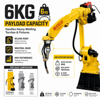 Machine de soudage robotisée industrielle à 6 axes, 6 kg, 2078 mm, structure en acier, MIG, laser, CNC, IP54, bras robotisé, moteur PLC, boîte de vitesses