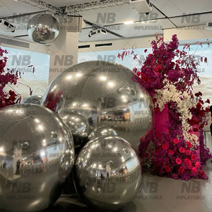 Shiny Silver Mirror Ball Inflatable for Stage Large Metallic Balls <b>Customized</b> Shiny Silver Mirror Ball Inflatable for Stage Larg - Product Image 4