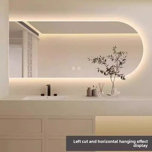 <span class=keywords><strong>Espejo</strong></span> de <span class=keywords><strong>Baño</strong></span> Inteligente con Arco, Luz LED, Pantalla Táctil, Antivaho, Montado en la Pared, Diseño Moderno Minimalista, Lentes de Vidrio - Product Image 2