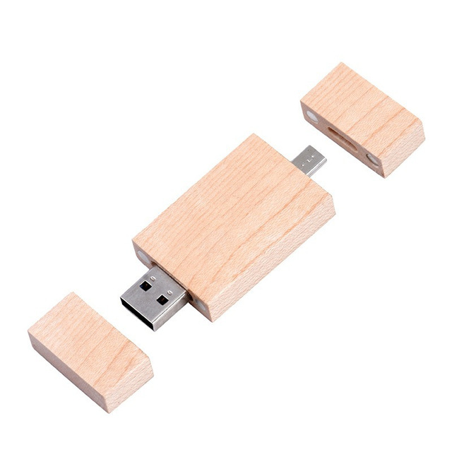 OTG 2 in 1 USB Wooden Type-C USB Flash Drive 3.0 8GB 16GB OTG Pen Drive Dual Memory Stick 2.0 Smart Phone 32GB 64GB 128GB