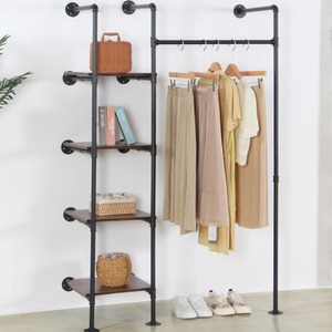 Water Pipe Clothing Rack 86x15x42 Cm Four Tier Standing Metal Organizer For Bedroom With <b>Shelves</b> And Hanger <b>Bar</b> - Product Image 1