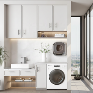 Mueble para <span class=keywords><strong>Lavadora</strong></span> Blanco, Solución de Almacenamiento para Lavandería, Impermeable y Resistente a la Humedad para Uso Doméstico - Product Image 3