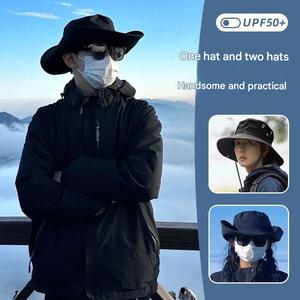 Yx Unisex Outdoor Cowboy Hat Foldable Wide Fisherman Breathable Windproof <b>Hiking</b> Fishing <b>Cap</b> - Product Image 4