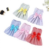 Robe d'été pliable et portable pour chien, style princesse, motif à carreaux, en maille de coton respirante et lavable, multi-styles mignons et luxueux