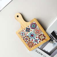 Sous-plat en MDF avec longue poignée, motif floral marocain et portugais, résistant à la chaleur, pour la décoration de table de cuisine