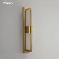 Nouvelle applique murale en cuivre de style chinois avec abat-jour en marbre pour salon, couloir, chambre et entrée - Ambiance orientale moderne
