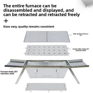 Portable Stainless Steel Folding <b>Barbecue</b> Grill with Meat Rack for <b>Indoor</b> Outdoor Home Camping Use - Product Image 3