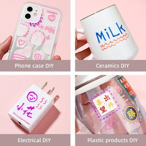 Ensemble stylo gel 3D pour bricolage coque de téléphone en céramique Doodle verre peinture 1.0mm pointe 12 couleurs stylos d'art en plastique sans bavures - Product Image 2