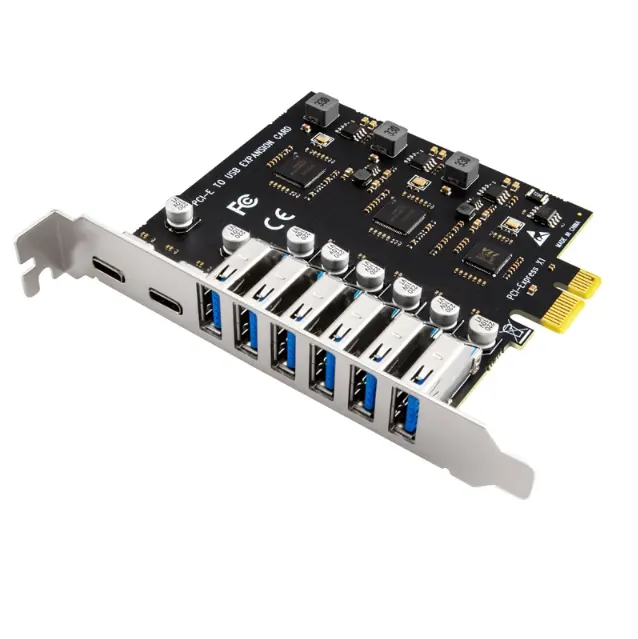 USB 3,2 Karte PCIe X1 zu USB Gen1 5 Gbps 8 Port (6 USB A +2 Typ C) Chip VL805+NEC720210 Konverter Adapter Erweiterung PCIE-Splitter