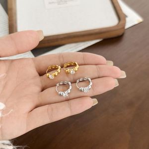 Dylam Personalized Statement 925 Sterling <b>Silver</b> Round Beads 5A Zirconia Croissants <b>Clip</b>-on Hoop Earrings Fine Jewelry Earrings - Product Image 2