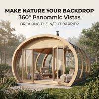 Sauna extérieur panoramique Ploutara Contractor 160 cm, vue à 360°, application intelligente, chauffage 185F, système modulaire préfabriqué certifié ETL CE FSC