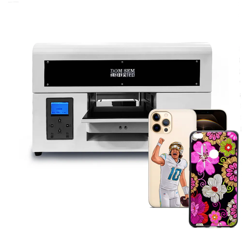 DOMSEM UV printer A4 flatbed Inkjet printers Epson XP600 print head Printing Machine for Pen Golf Ball Card PVC film sticker