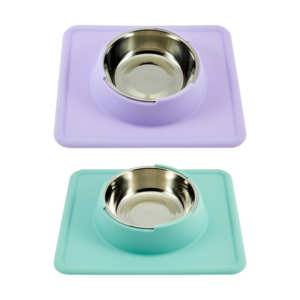 Eco-Friendly Durable Stainless Steel <b>Dog</b> <b>Bowls</b> with Solid Pattern Non-Spill Non-Skid Silicone Mat for Pet Feeding - Product Image 1