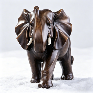 Escultura de <span class=keywords><strong>Elefante</strong></span> Marrón Oscuro, Adorno Realista con Efecto de Resina para Decoración de Sala de Estar y Oficina - Product Image 1