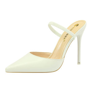 86-7 alla moda semplice tacco sottile con in pelle di alta brevetto bocca poco profonda e testa a punta sexy e sottile con pantofole della signora di - Product Image 5