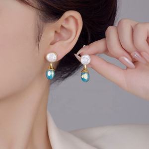 Pendientes de Botón Estilo Barroco Francés Retro con Incrustaciones de Cristal de Circonio, Elegantes, Novedad de Verano, Joyería de Cobre con Temperamento Suave - Product Image 2