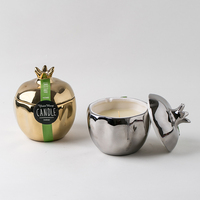 YUANWANG Velas Pot Bougie galvanoplastie bocaux de Bougie de luxe en céramique de pomme avec couvercle pour décoration de Festival de mariage