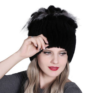 Women Winter Rabbit Fur <b>Beanies</b> <b>Hats</b> Fashion <b>Lady</b> Winter Warm Genuine Rabbit Fur Caps Casual - Product Image 4