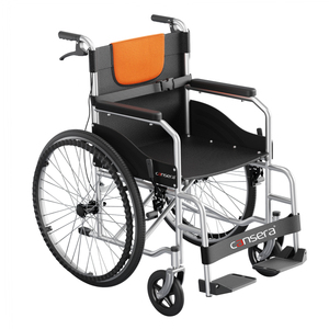 Sedia a Rotelle Manuale 24 Pollici con Pneumatici Solidi e Doppi Freni, Telaio in Lega di Alluminio, Sedile Comfort in Oxford per Anziani e Disabili - Product Image 2
