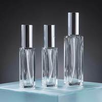 Vente en gros d'échantillons gratuits de flacons de parfum vaporisateurs 5ml 10ml 20ml, atomiseur en verre rectangulaire, bouchon en aluminium, plusieurs tailles, rechargeables, en carton