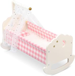 Ensemble de <span class=keywords><strong>lit</strong></span> de poupée en bois pour poupées de 18 pouces avec literie et <span class=keywords><strong>baldaquin</strong></span>, accessoires de meubles pour poupées - Product Image 1