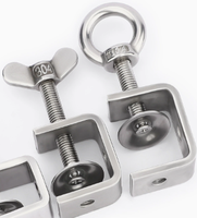 304 Stainless Steel U-Bolt Clamp C-Clamp Square Pipe Clamp with Manual Tightening Eye Nut