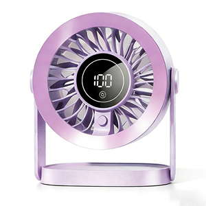 مروحة مكتبية بسبع شفرات مع شاشة لمس رقمية وتصميم مروحة صغيرة بمنفذ <span class=keywords><strong>USB</strong></span>، مثالية لتبريد الأجواء الحارة في الصيف - Product Image 1