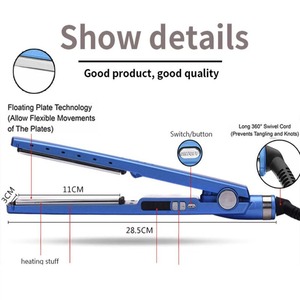 Blue Salon Nano Titanium Flat Iron <strong>Straightener</strong> Digital Temp Dual Voltage 110-240V Ionic <strong>Straightener</strong> <strong>for</strong> <strong>Short</strong> Curly Fine <strong>Hair</strong> - Product Image 2