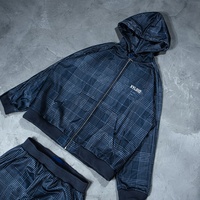 Veste coupe-vent personnalisée 100% polyester à imprimé écossais, design à fermeture éclair, veste à capuche streetwear, veste coupe-vent imperméable pour homme