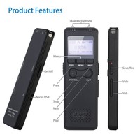 Enregistreur Audio Rechargeable usb, lecteur MP3, contrôle vocal, enregistreur vocal numérique pour les réunions et les classe