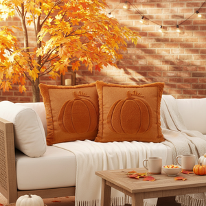 VAKADO Lot de 2 Housses de Coussin Décoratives d'Automne 18x18 pour Extérieur, Motif Citrouille Orange, Décoration de Canapé, Décoration Intérieure B - Product Image 3