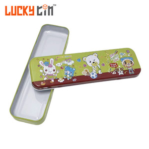 Custom Tinplate Container Empty Rectangle Metal Can Packaging Embossed Pencil Pen Tin Box