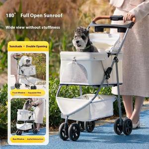 Poussette portable de luxe pour animaux de compagnie Poussette pliable pour bébé Poussette pour chien en matériaux imperméables en aluminium Oxford - Product Image 2