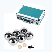 Jeu de boules de pétanque en acier inoxydable, jeu de bocce durable et portable pour le jardin avec boîte en bois