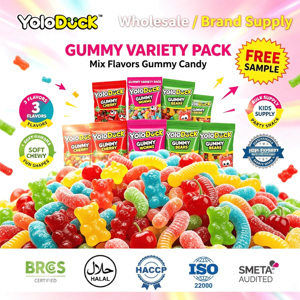 Yoloduck Vente en gros 80kg/sac Bonbons gélifiés Halal acidulés sucrés en vrac, saveur fruitée, bonbons mous enrobés de sucre - Product Image 1