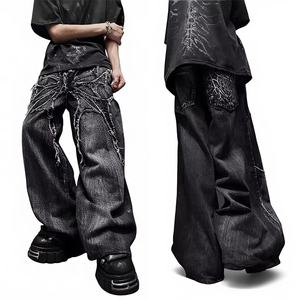 <span class=keywords><strong>Pantalones</strong></span> Vaqueros Anchos para <span class=keywords><strong>Hombre</strong></span>, Estilo Retro Americano, con Bordado <span class=keywords><strong>de</strong></span> Murciélago, <span class=keywords><strong>de</strong></span> Moda, para Comercio Exterior Transfronterizo - Product Image 1