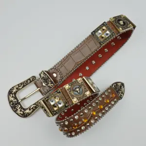 New Bling Bling Rhinestone Belts For Men Women Shiny Rhinestone Belts Customizable Western Cowboy Belts