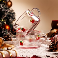 Gobelets en verre personnalisés avec logo OEM, vente en gros, gobelets festifs de Noël, tasses à café côtelées