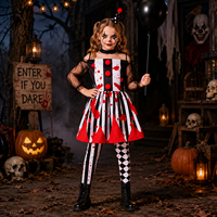 Costume de clown pour enfants en polyester à pois et rayures imprimées, amusant et effrayant pour la fête des enfants, la danse ou les fêtes costumées