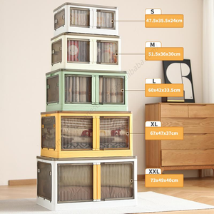 Cajas de Almacenamiento de Plástico Personalizadas al por Mayor con Tapa, Cinco Puertas, Contenedores Plegables Grandes, Caja Organizadora Apilable - Product Image 1